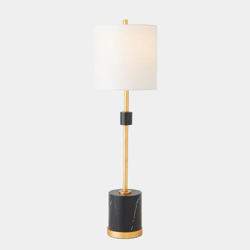 Maximus Faux Marble Table Lamp-Black/Gold