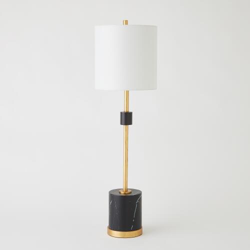 Faux Marble Table Lamp-Black/Gold