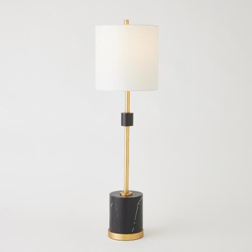 Faux Marble Table Lamp-Black/Gold