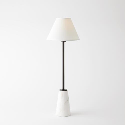 Marble Pedestal Buffet Lamp-White/Bronze