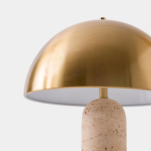Carly Dome Table Lamp-Travertine/Brass