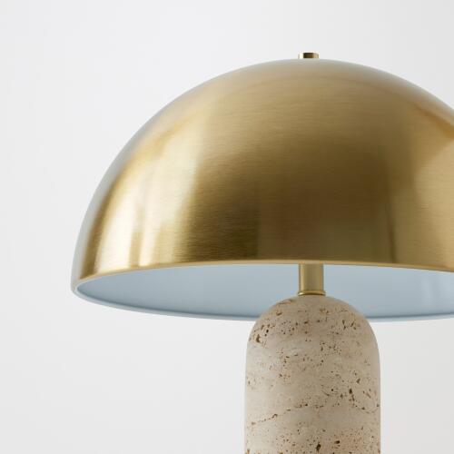 Dome Table Lamp-Travertine/Brass