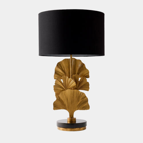 ginkgo leaf lamp-brass/black