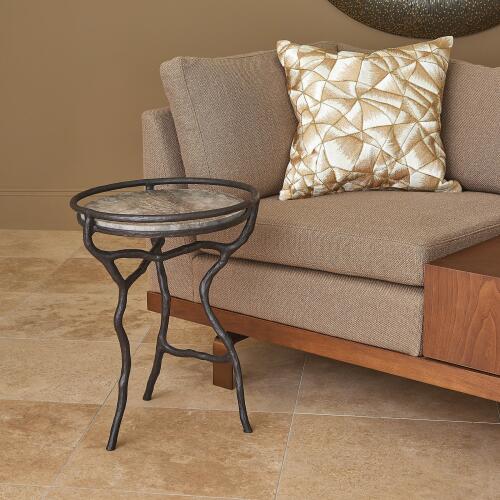 Organic Freeform Table-Bronze/Silver Travertine