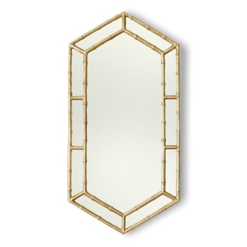 Bamboo Hexagon Mirror-Gold Leaf