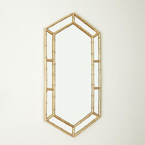 Bamboo Hexagon Mirror-Gold Leaf