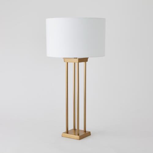 Four Pillar Table Lamp-Satin Brass