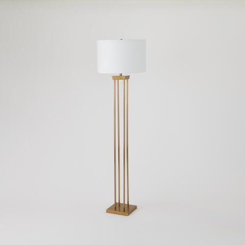 Four Pillar Floor Lamp-Satin Brass