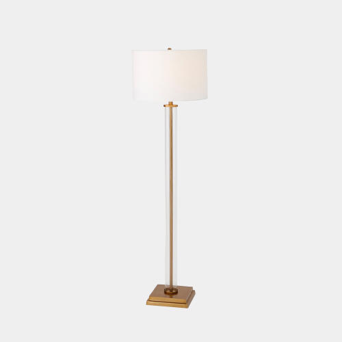 Franklin Glass Tube Floor Lamp-Antique Brass