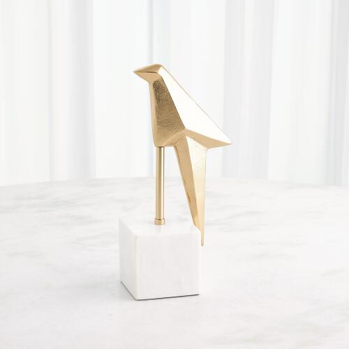 Perched Origami Bird-Gold