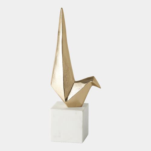 Sitting Origami Bird-Gold