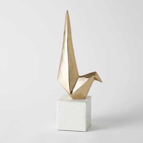 Sitting Origami Bird-Gold