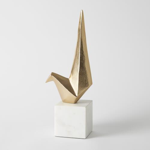 Sitting Origami Bird-Gold