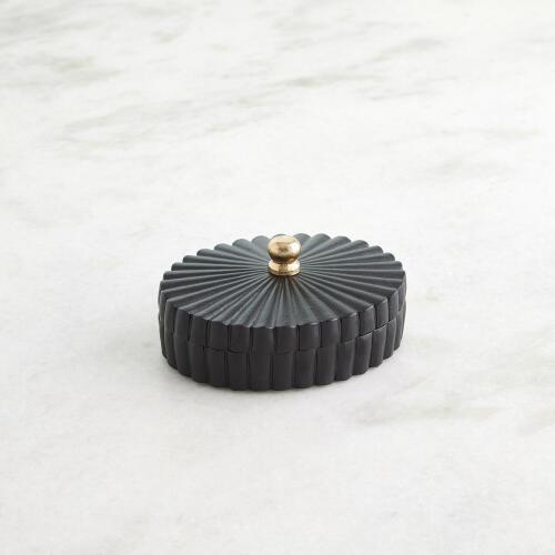 Oval Box-Black w/Gold Knob