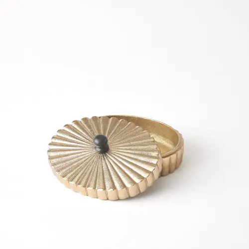 Milena Oval Box-Gold w/Black Knob
