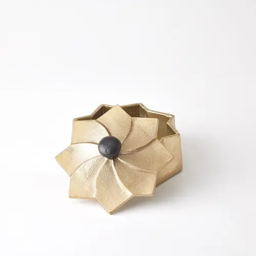 Milena Flower Box-Gold w/Black Knob