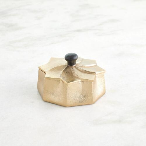 Flower Box-Gold w/Black Knob