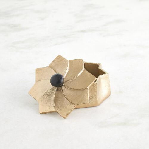 Flower Box-Gold w/Black Knob