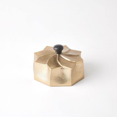 Flower Box-Gold w/Black Knob