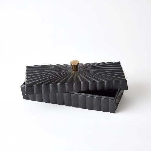 rectangular box-black w/gold knob