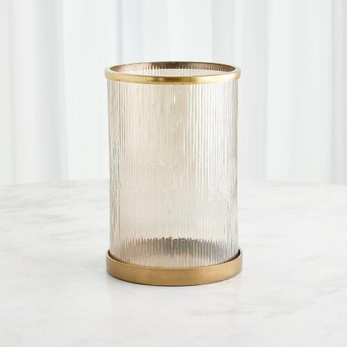 Luster Ribbed Hurricane-Antique Brass