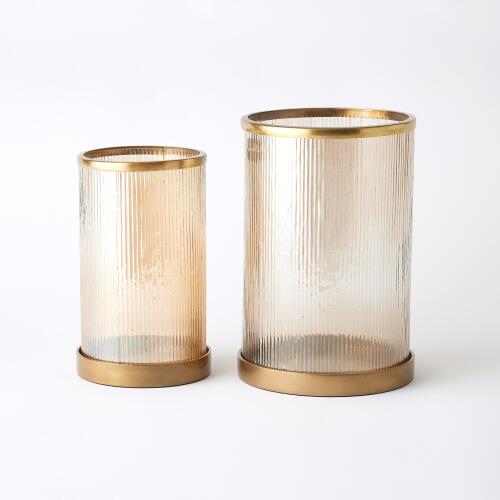 Luster Ribbed Hurricane-Antique Brass
