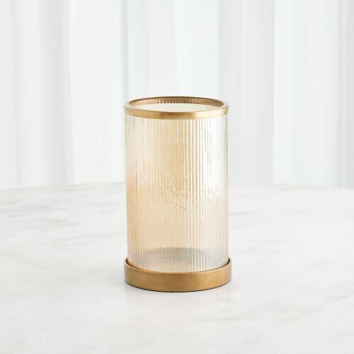Luster Ribbed Hurricane-Antique Brass