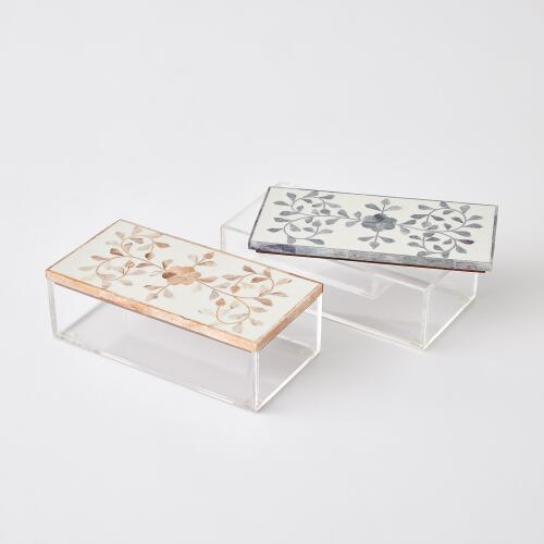 Acrylic Rectangular Box-Gray and Cream
