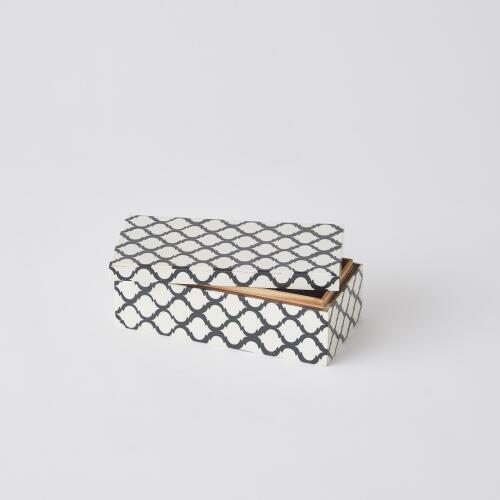 Moroccan Resin Square Tray-Black/White