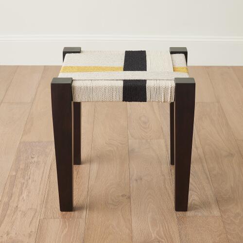 Jute Stool-Black/Grey/White/Yellow