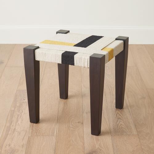 Jute Stool-Black/Grey/White/Yellow
