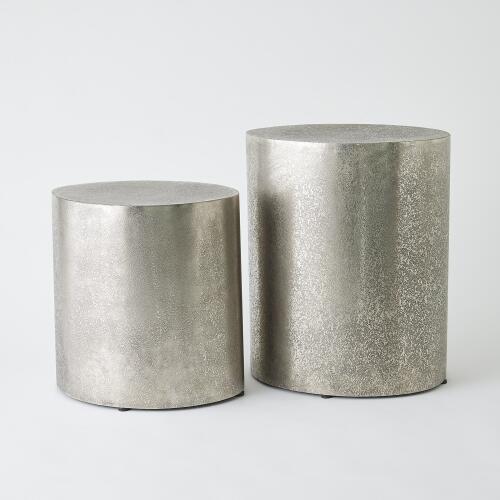 Arwen Texture Drum Table-Antique Nickel