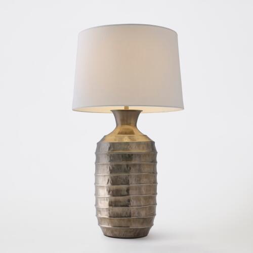 Ribbed Table Lamp-Antique Silver