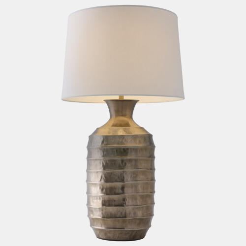 Ribbed Table Lamp-Antique Silver