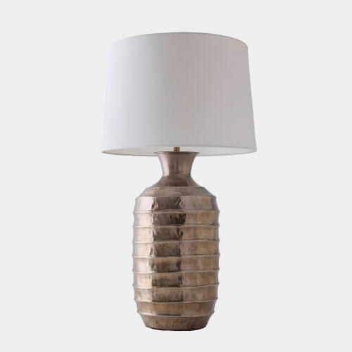 ribbed table lamp-antique silver