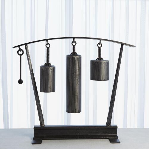 Three Tone Rail Sound Sculpture-Natural Iron