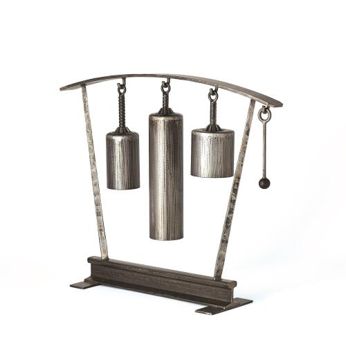 Three Tone Rail Sound Sculpture-Natural Iron