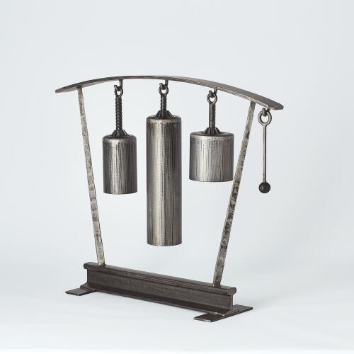 Three Tone Rail Sound Sculpture-Natural Iron