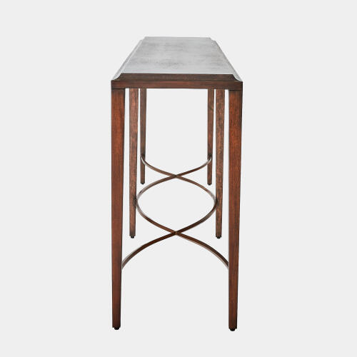 Topsey Rail Console-Okume/Brass