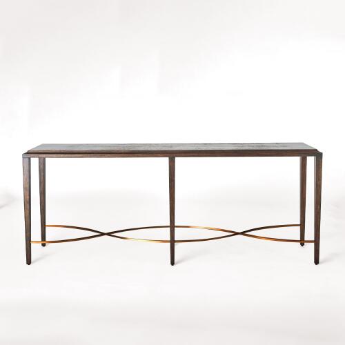 Twisted Rail Console-Okume/Brass