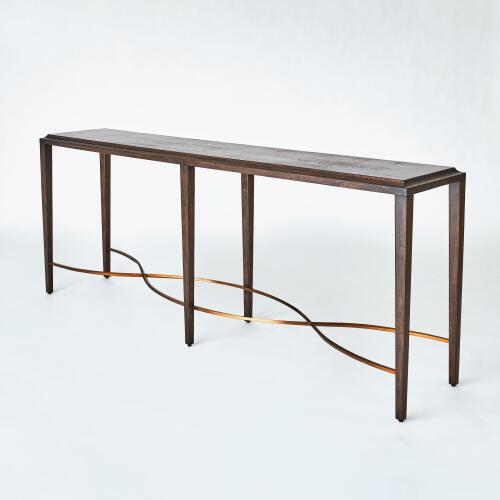 Twisted Rail Console-Okume/Brass