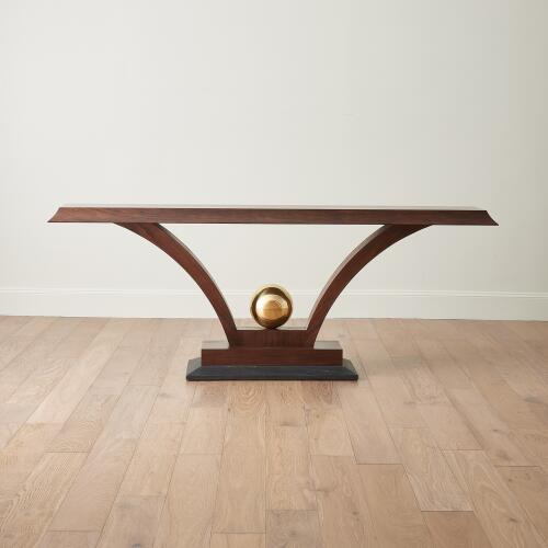 Colby Console-Walnut/Brass