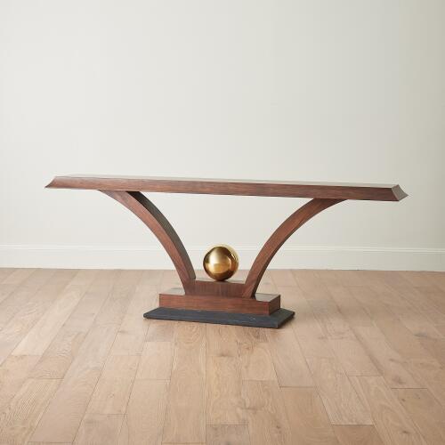 Colby Console-Walnut/Brass