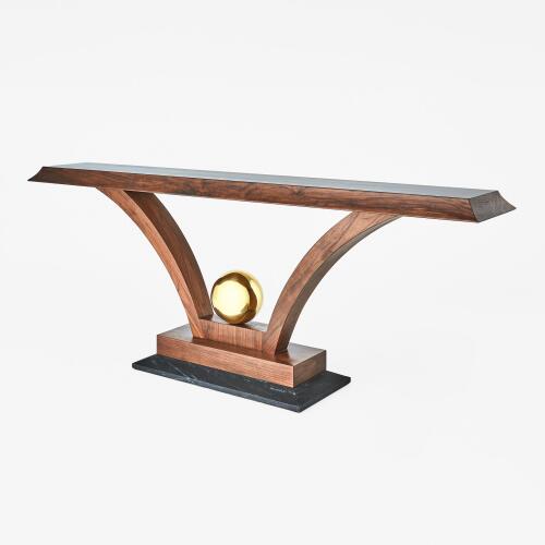 colby console-walnut/brass