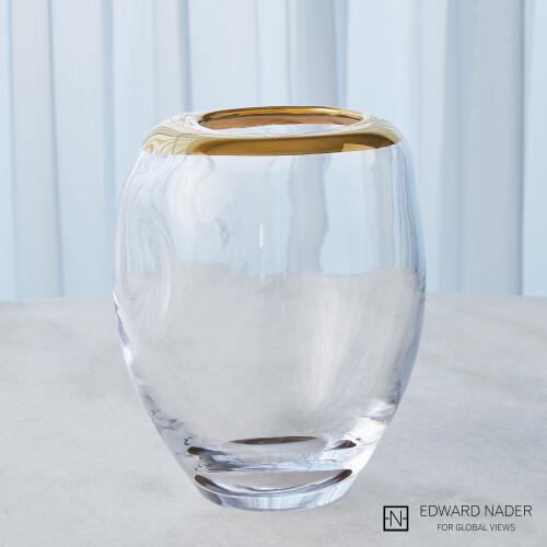 Harper Organic Formed Vase-Gold Rim-Med