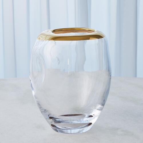 Organic Formed Vase-Gold Rim