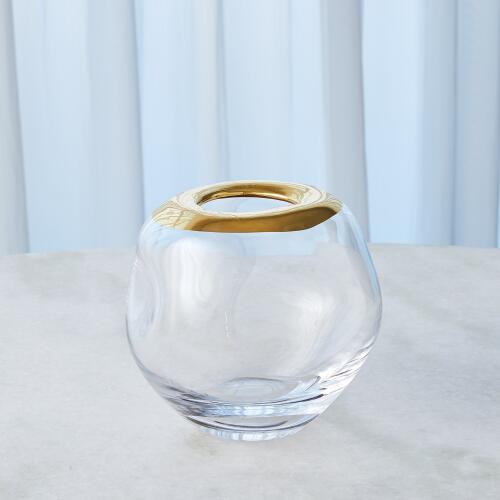 Organic Formed Vase-Gold Rim