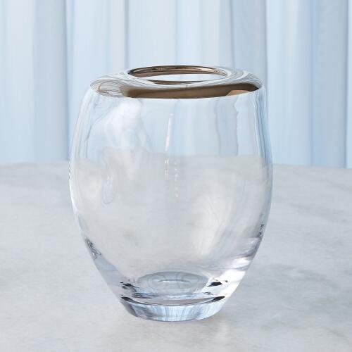Organic Formed Vase-Platinum Rim-Med