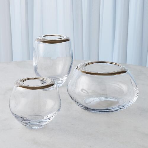 Harper Organic Formed Vase-Platinum Rim-Sm