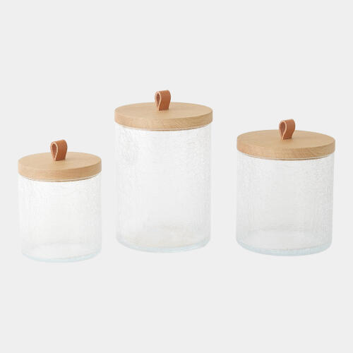 Tina Crackle Glass Canister w/Lid